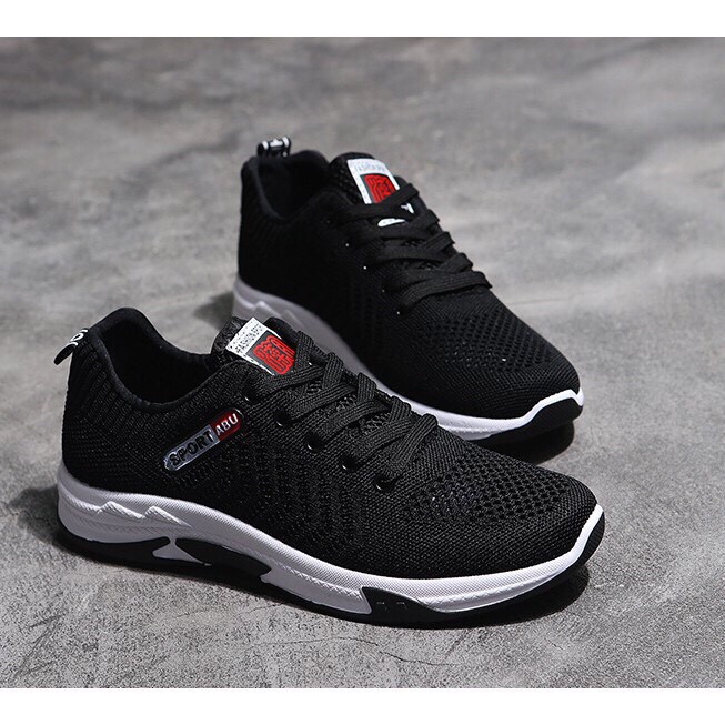 Giày thể thao sneakers nam - sport ABU đen và ghi | BigBuy360 - bigbuy360.vn