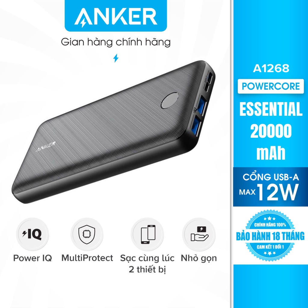 Pin sạc dự phòng ANKER PowerCore (Metro) Essential 20000mAh - A1268