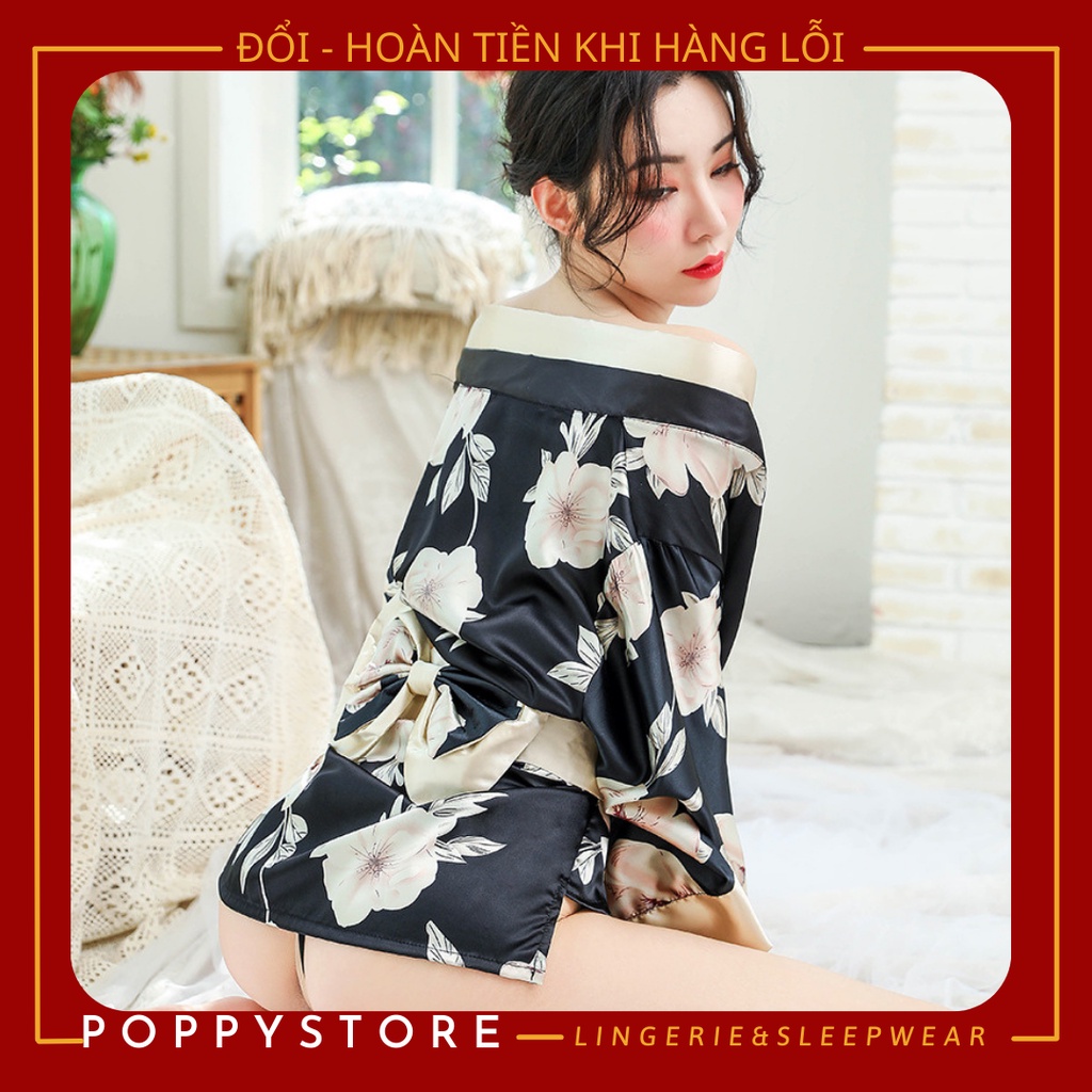 Áo choàng ngủ KIMONO kèm lọt khe ⚡𝐒𝐄𝐗𝐘 + CHE TÊN SẢN PHẨM⚡ Áo ngủ lụa mềm - mát - sang chảnh. Phong cách Nhật Bản