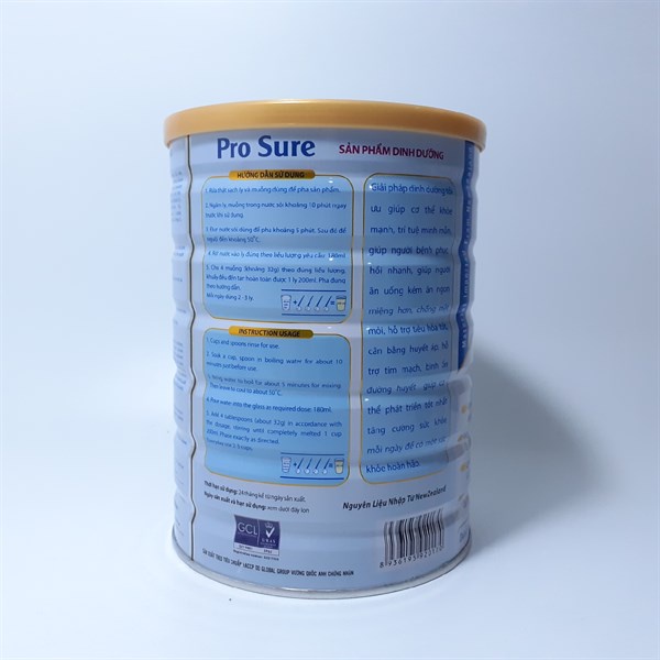 Sữa bột Milk Care Pro Sure 900g - Người lớn, tiểu đường ăn uống kém, phục hồi sức khỏe