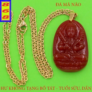 Vòng Cổ Mặt Phật Hư Không Tạng Bồ Tát mã não đỏ 3.6cm - Mặt Size Nhỏ - Tặng Kèm Móc Inox