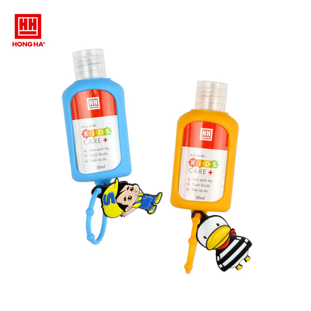 Set gel rửa tay khô kèm dây treo balo Hồng Hà Kids care+ 50ml (Combo 2 lọ gel rửa tay + 1 dây treo)
