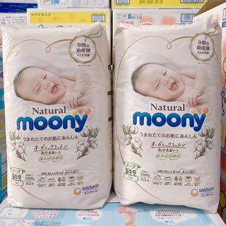 Tã Bỉm MOONY NATURAL TỪ BÔNG HỮU CƠ Nội Địa Nhật dán/quần NB63/S58/M48/L36/XL32
