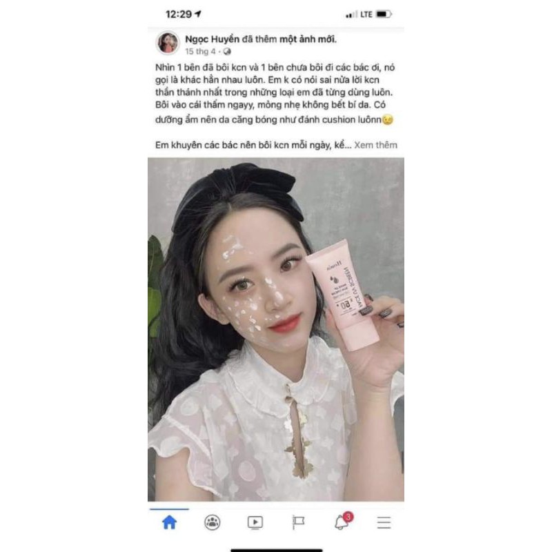 Kem chống nắng Hemia  dưỡng trắng make up bảo vệ da, chống lão hóa-