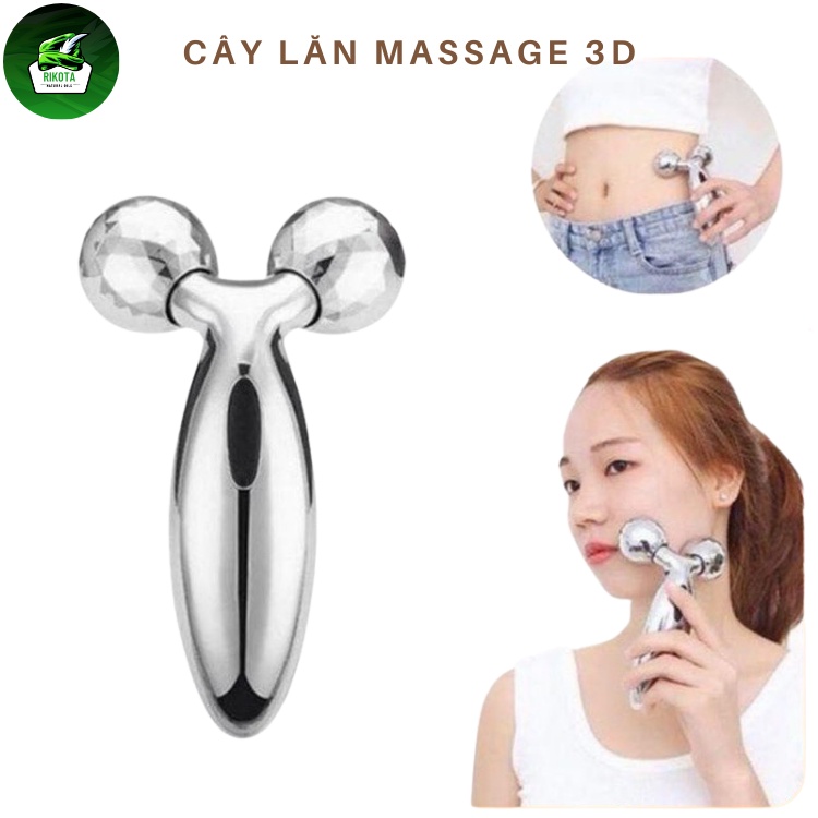 Cây Lăn Mát Xa  Mặt 3D Giúp Thon Gọn Nâng Cơ Mặt Rikota NLCLMX3D