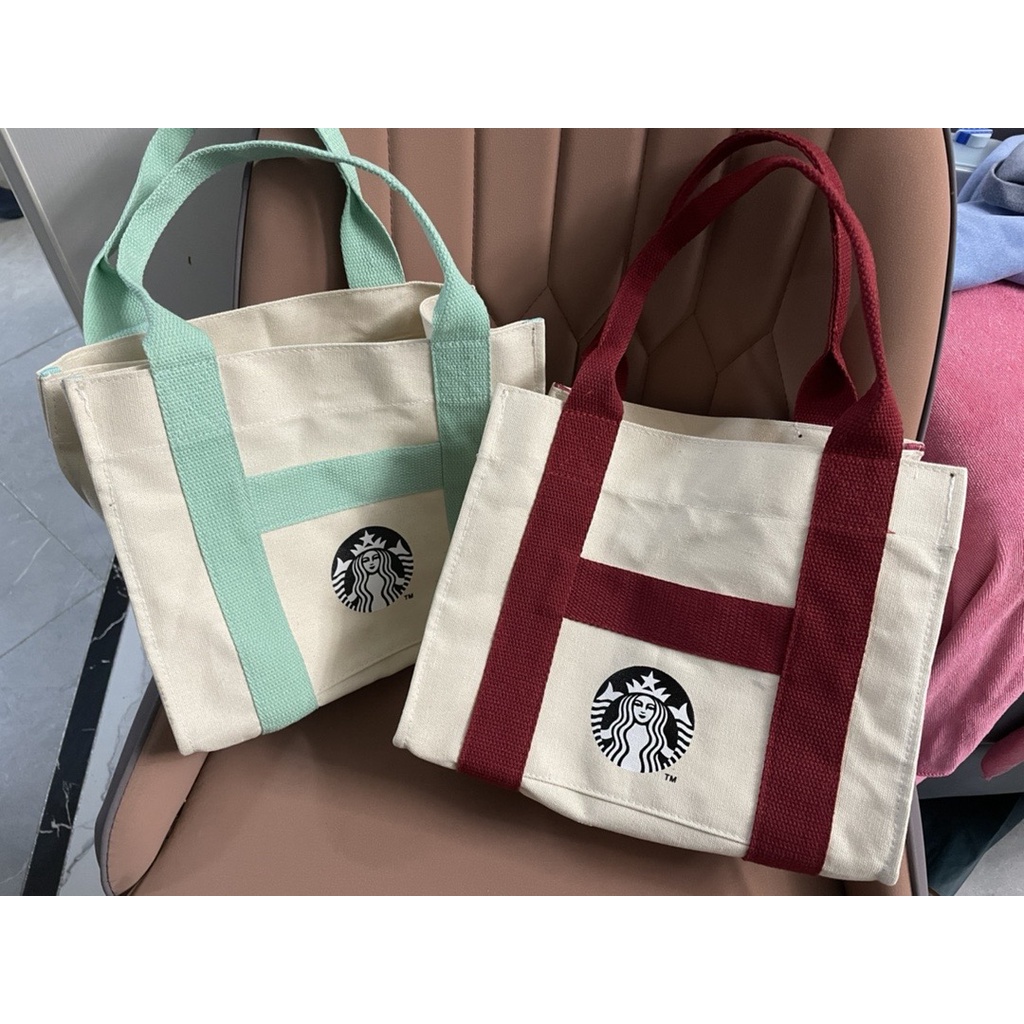 Túi Xách Đeo Vai Starbucks 2022 Vải Canvas Phối Màu Tương Phản Phong Cách Hàn Quốc Thời Trang Xuân Hè Cho Nữ
