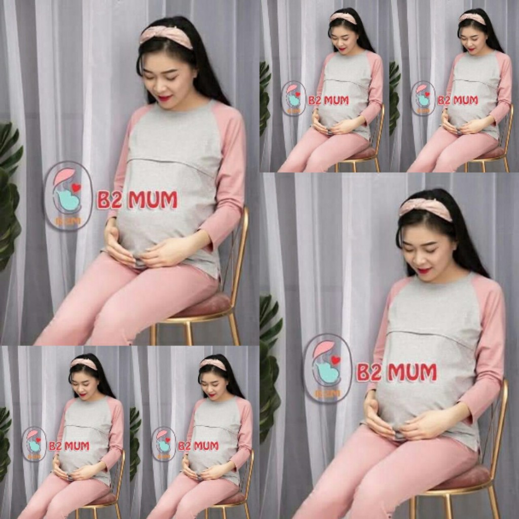BỘ BẦU THU ĐÔNG THIẾT KẾ DÀI TAY MẶC BẦU VÀ SAU SINH CHẤT COTTON BAE1357