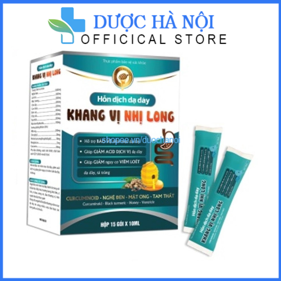Hỗn dịch dạ đay Khang Vị Nhị Long – giúp bảo vệ dạ dày, giảm nguy cơ viêm loét dạ dày, tá tràng hộp 15 gói