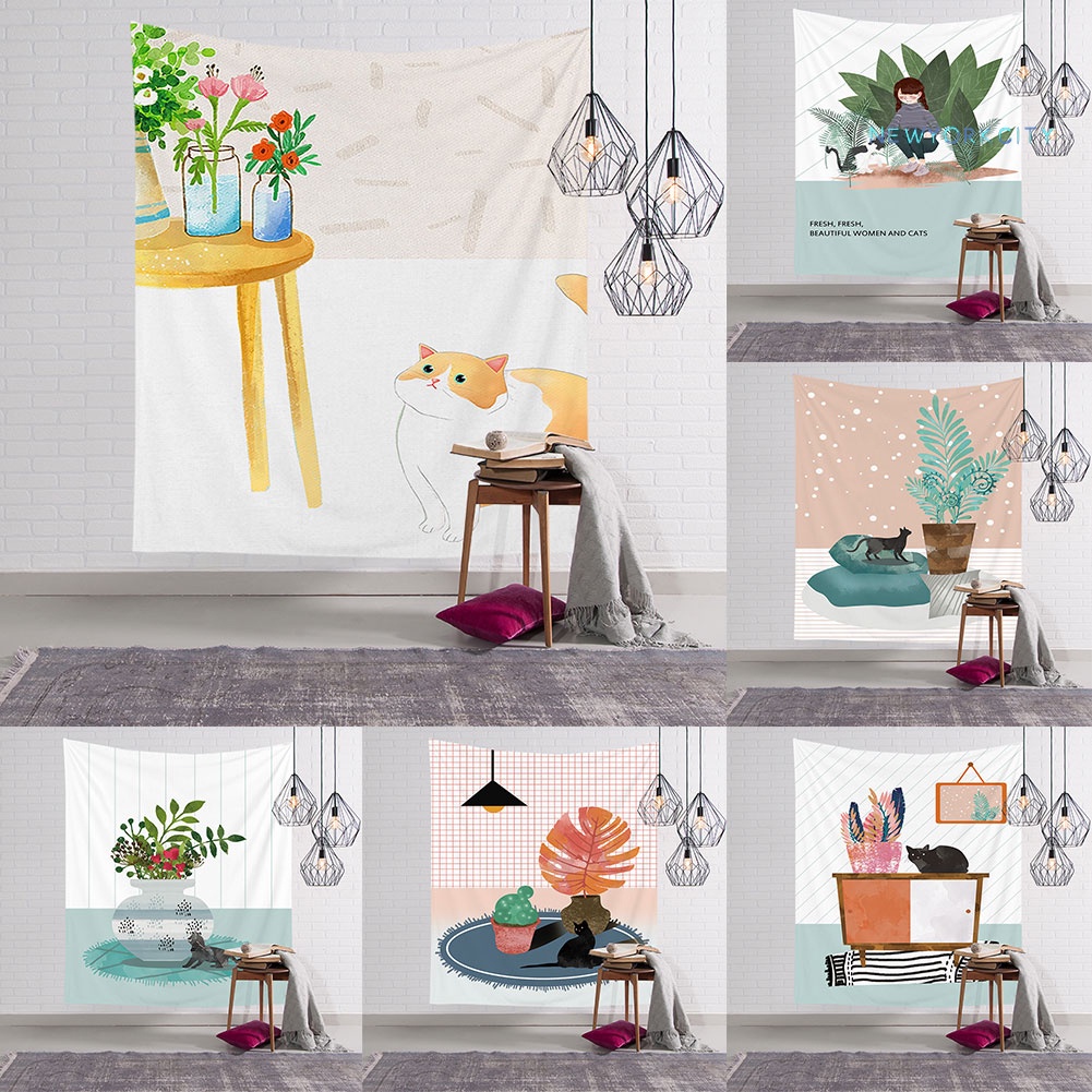 Thảm Treo Tường Trang Trí Hình Mèo NY-95x73 / 130x150cm