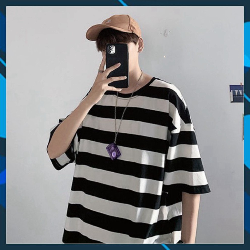 Áo Thun Tay Lỡ Form Rộng Kẻ Sọc Ngang Siêu Hot🍁 Unisex nam nữ đều mặc được | BigBuy360 - bigbuy360.vn