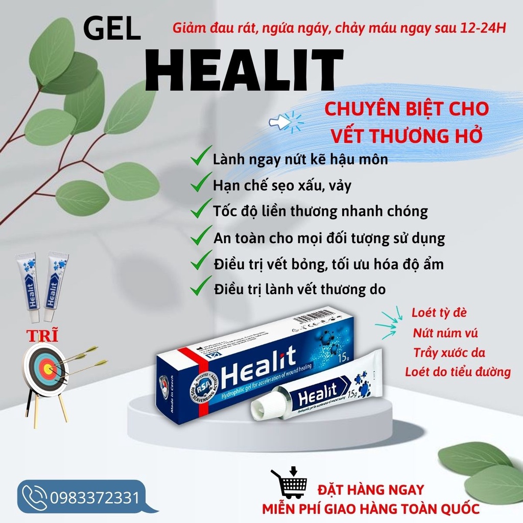 HEALIT - Gel bôi vết thương hở, giúp lành thương nhanh, hạn chế sẹo xấu