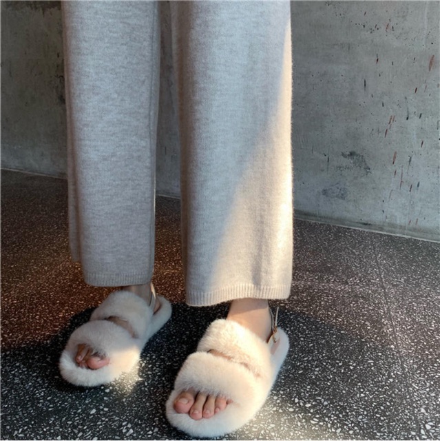 Quần len mềm 2 màu be - ghi