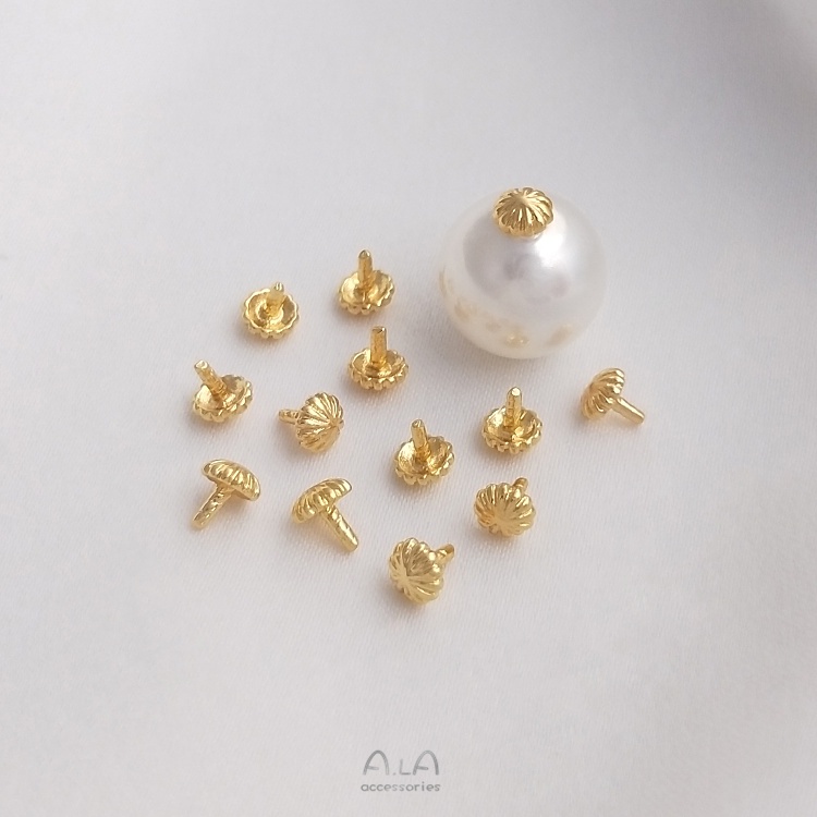 10 Phích Cắm Trang Trí Móng Tay 14K Hình Bông Hoa Bằng Đồng Mạ Vàng