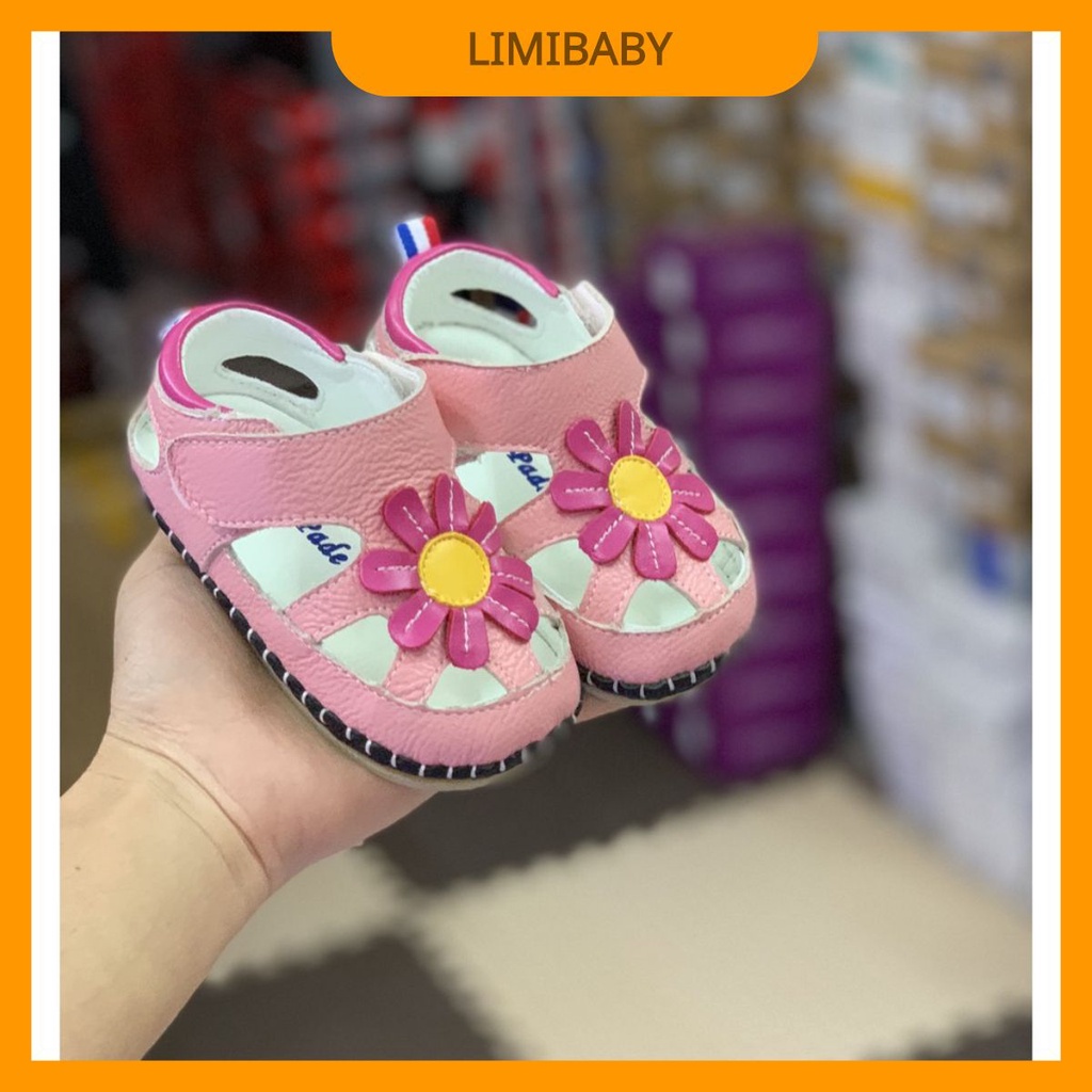 Dép sandal tập đi trẻ em LIMIBABY mềm mại da bò cho bé gái 0,1,2,3,4,5,6,7,8,9,10,11,12,13,14,15,16,17,18 tháng TD48