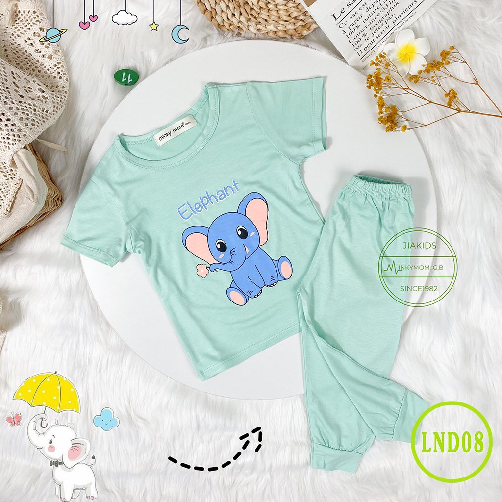 [LND08] Bộ Cộc Tay, Quần Dài Thun Lạnh MINKY MOM CÓ SIZE ĐẠI In Hình Dễ Thương Mềm Mịn Thoáng Mát, Hàng Chuẩn Đẹp Cho Bé