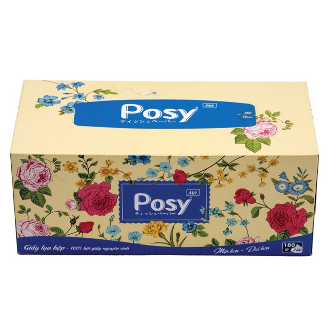 [Mã 267FMCGSALE giảm 8% đơn 500K] Khăn giấy hộp rút Posy 180 tờ 2 lớp