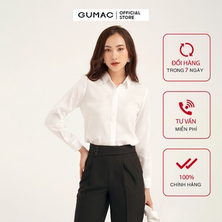 Áo sơ mi nữ nẹp che GUMAC màu trắng đủ size, thiết kế basic sang trong AB143