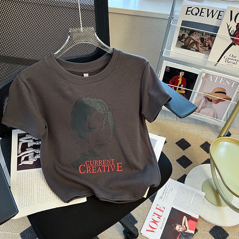 Áo Thun Tay Ngắn Hở Vai In Họa Tiết Màu Xanh Lá Thời Trang Mùa Hè Cho Nữ