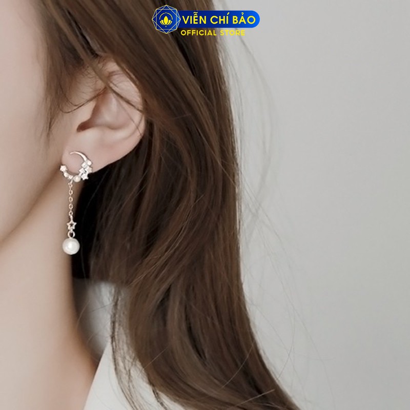 Bông tai bạc nữ Trăng sao lấp lánh chất liệu bạc 925 thời trang phụ kiện trang sức nữ thương hiệu Viễn Chí Bảo B400047