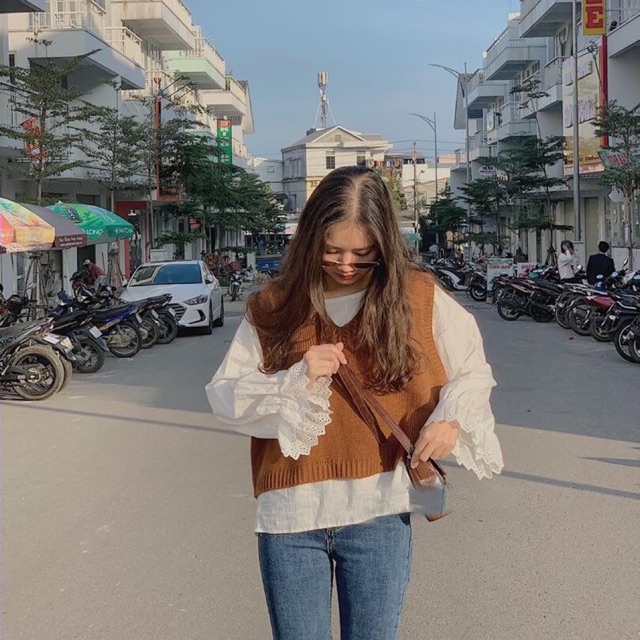 Set áo gile tay xinh