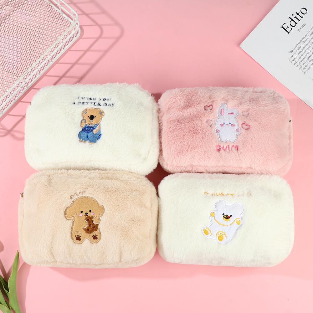 Túi Đựng Đồ Trang Điểm Thiết Kế Gấu Hoạt Hình Nhồi Bông Đáng Yêu