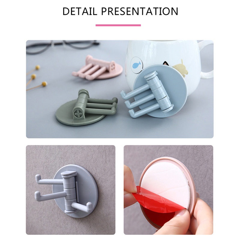 Giá Treo Đồ 3 Móc Dán Tường Tự Dính Đa Năng Không Cần Khoan Lỗ Phong Cách Bắc Âu Cho Nhà Bếp / Nhà Tắm