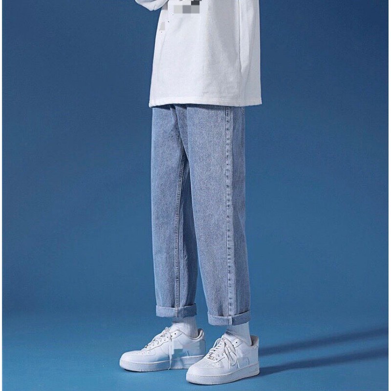 Quần jean ống suông nam/nữ, quần jean baggy thiết kế Hàn Quốc trẻ trung | BigBuy360 - bigbuy360.vn