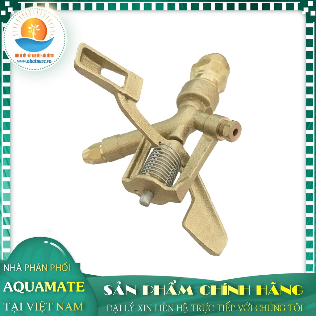 Bép  phun tưới Aquamate SW-P0130, cánh đập 2 tia có ren ngoài 34, bằng đồng thau