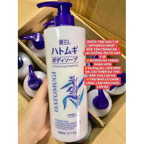 Sữa Tắm Ý Dĩ Hatomugi Naturie Dưỡng Ẩm Trắng Da Nhật Bản 800ml