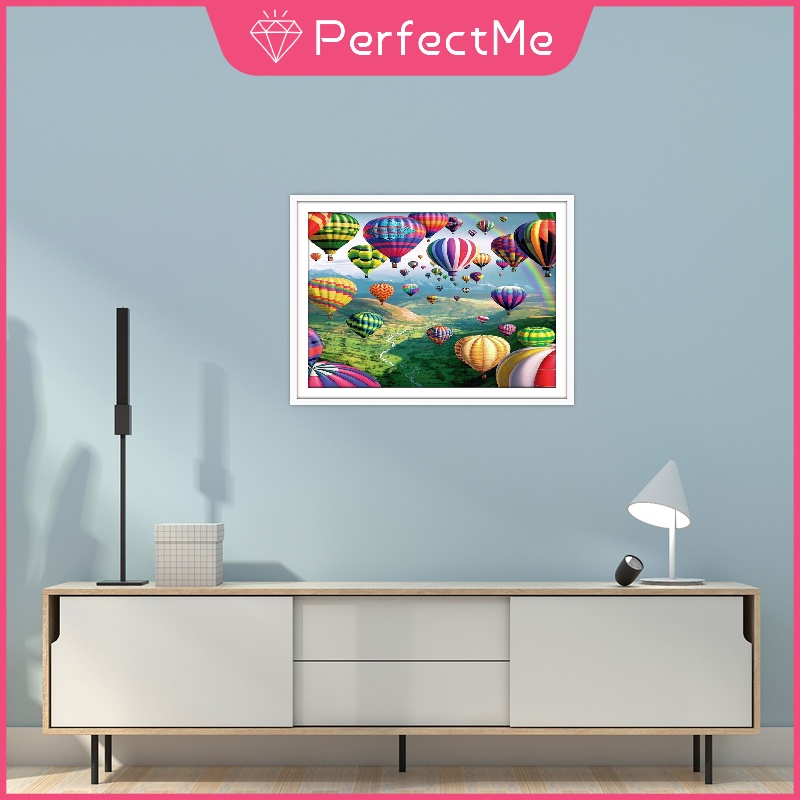 Bộ Tranh Đính Đá 5D Tự Làm Hình Khinh Khí Cầu 40x30cm Trang Trí Nhà Cửa