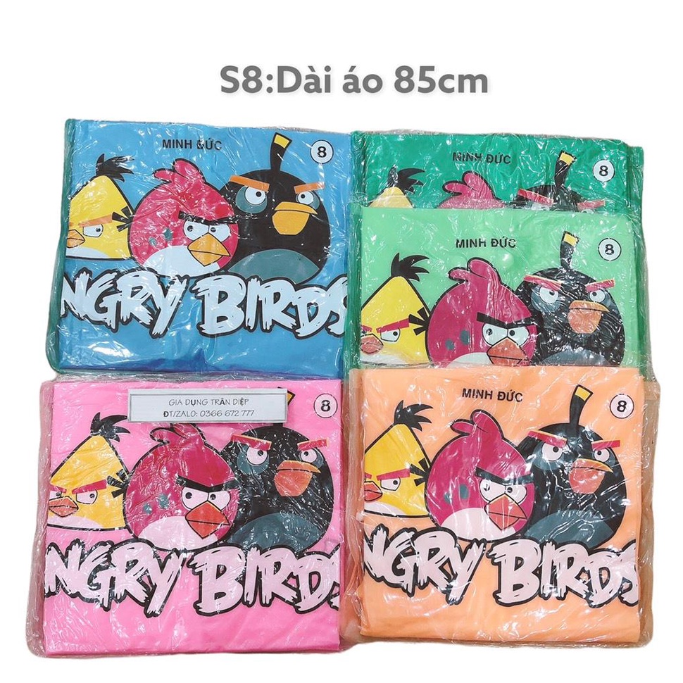 Áo mưa cánh bướm cho bé hình Angry Bird nhựa dẻo đủ size