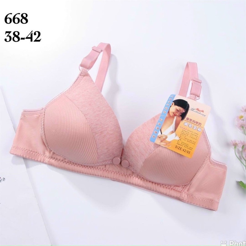 Áo ngực bầu cho con bú không gọng 668 , 100% cotton mềm mại ,mở cúc tiện cho con bú