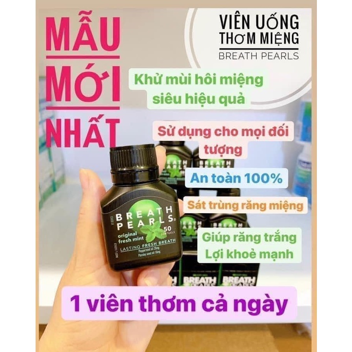 [Mẫu mới] Viên uống thơm miệng Breath Pearls Úc - Hàng Úc nội địa