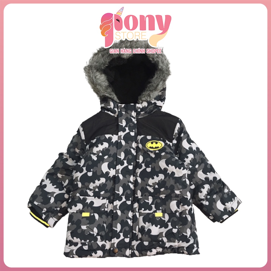 Áo khoác parka cho bé trai nhiều hình Batman, áo khoác mùa đông lót lông cừu hàng auth tuồn hãng George size 3-8y