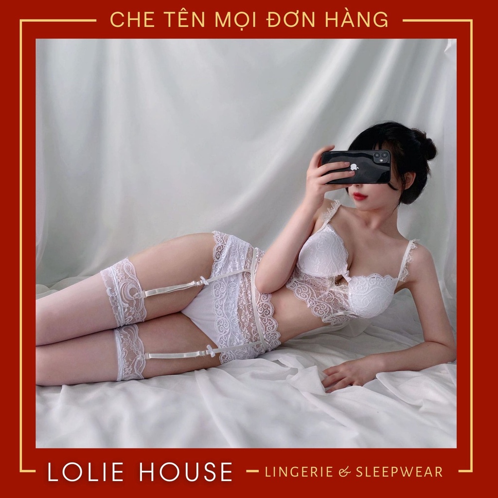 Đồ lót bigsize sexy ren gợi cảm có kẹp tất có đệm ngực cho nữ từ 55 tới 65 kg LOLIE HOUSE - SS12 | BigBuy360 - bigbuy360.vn