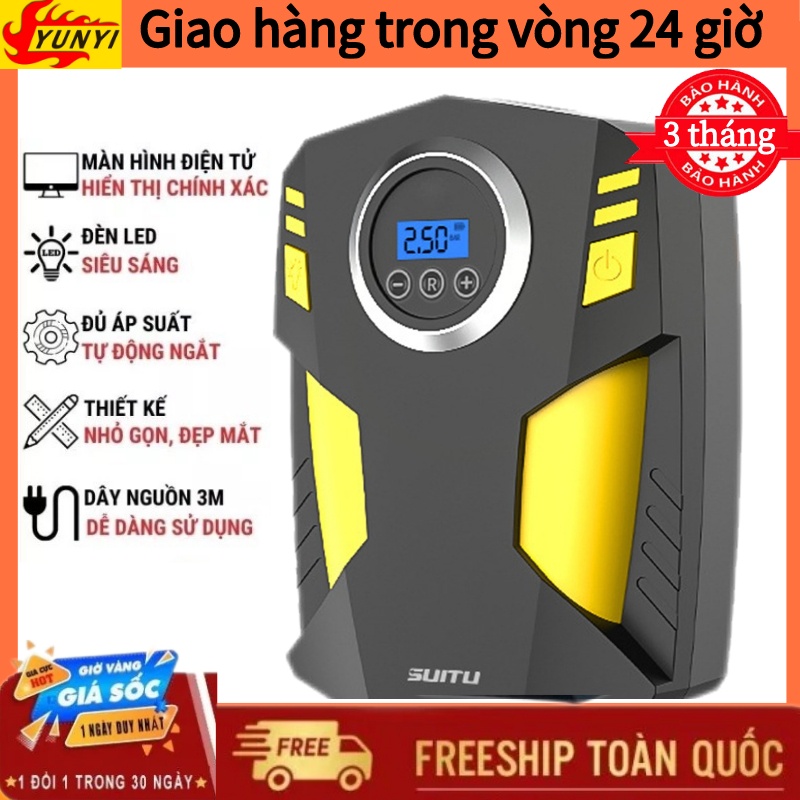 Bơm lốp ô tô mini 12v điện tử tự ngắt, bơm xe ô tô, xe máy, tiện lợi,bền bỉ, nhỏ gọn, chắc chắn-Bảo hành 3 tháng