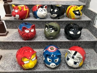 [SALE SỐC] Lợn đất tiết kiệm vẽ siêu nhân,hoạt hình 3D sứ Bát Tràng tiết kiệm,trang trí.