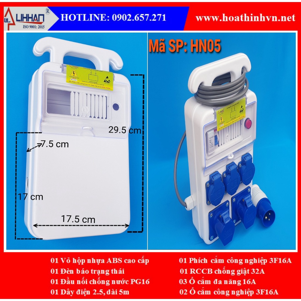 Bộ nguồn công nghiệp 5 ổ cắm, bộ nguồn thi công