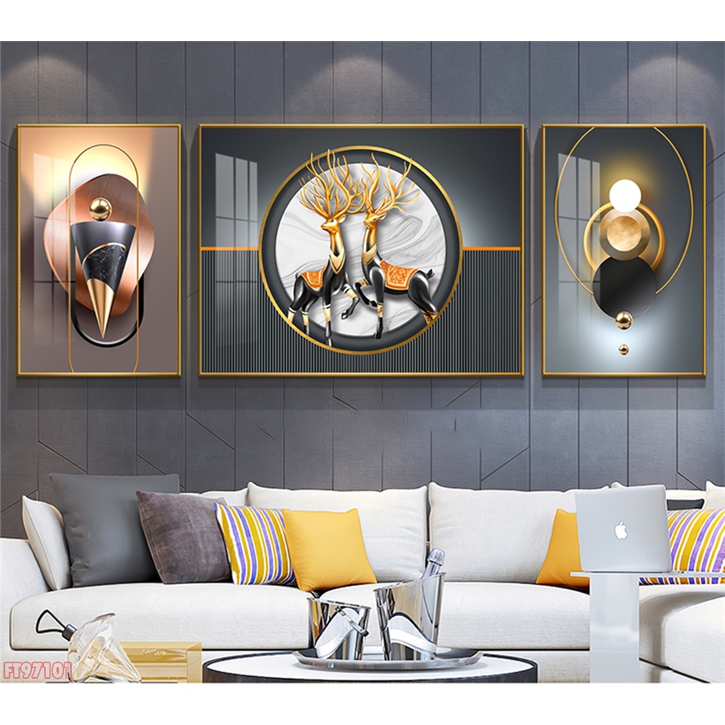 Tranh tráng gương  RẺ VÔ ĐỊCH bộ 3 tranh treo tường, tranh bộ 3 bức treo phòng khách