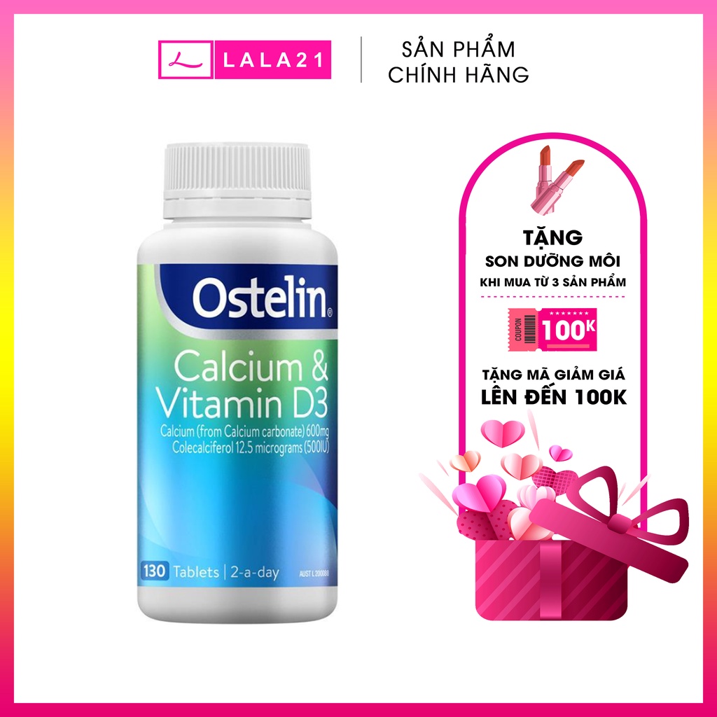 Canxi Bầu Úc Ostelin Calcium & Vitamin D3 130 Viên