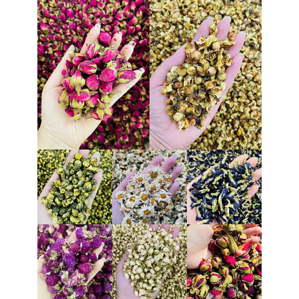 500g, 1kg SỈ hoa cúc vàng / hoa hồng/ hoa nhài/ đậu biếc, atiso, hoa quả sấy khô,thảo dược,trà hoa , Bạch hương vân thảo