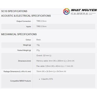 Cáp Rode SC10 3.5mm TRRS - Dài 321mm (12.6”)