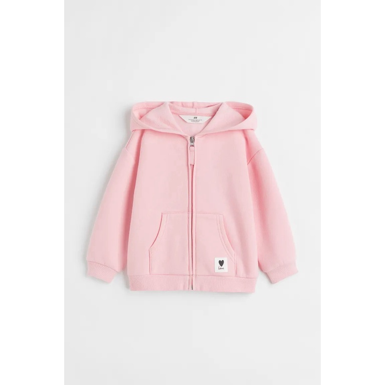Áo khoác nỉ bông nhung hoodie hồng xám HM H&M_hàng chính hãng authentic