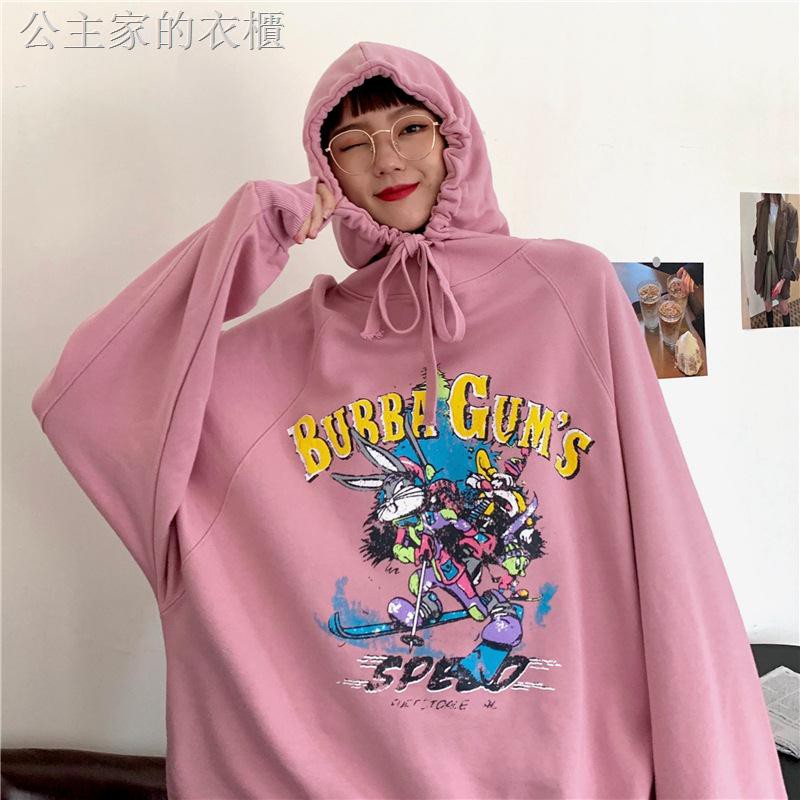 Áo Hoodie Vải Cotton Mỏng In Hoạt Hình Thời Trang Mùa Thu 2020 Cho Nữ