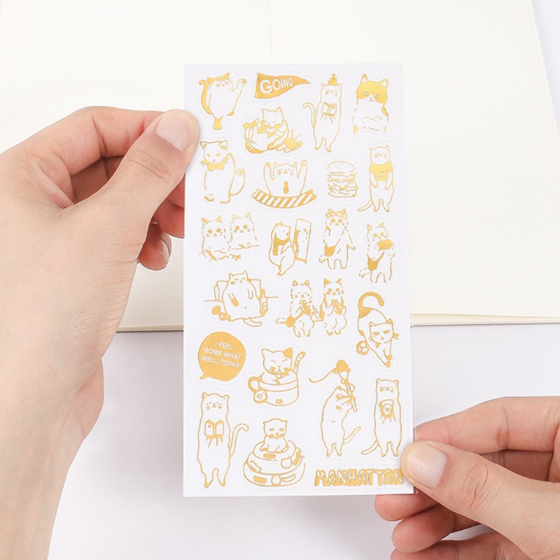 6 Tấm hình dán UV epoxy resin hình mèo xinh xắn trang trí thủ công DIY