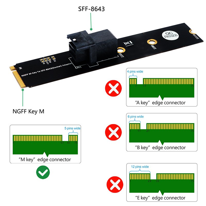 Card Chuyển Đổi Sff-8643 Mini-Sas Hd 36-pin Sang M.2 Key M Thẻ