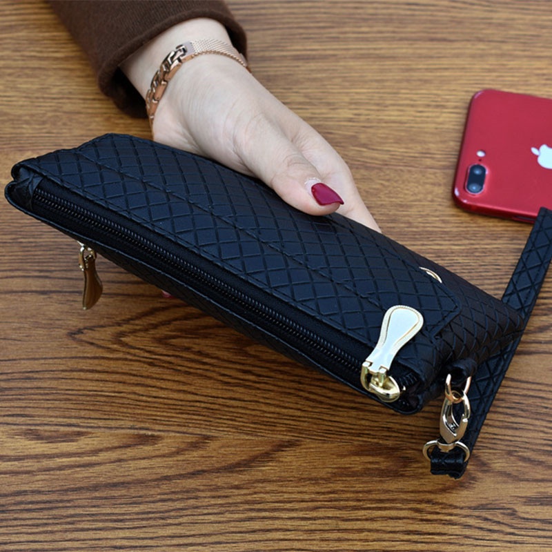 Ví cầm tay mini có khóa kéo đựng điện thoại phong cách retro thời trang cho nữ