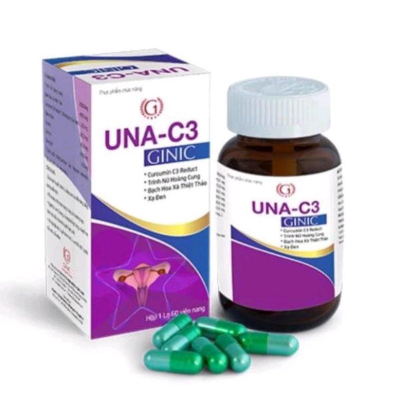Una c3 ginic hỗ trợ phòng ngừa u xơ, u nang. Lọ 60 viên