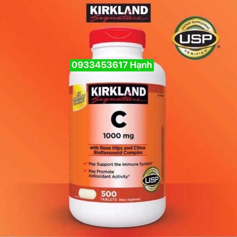 Vitamin C kirkland 1000mg 500 viên date 2024 ( cam kết chính hãng Mỹ )