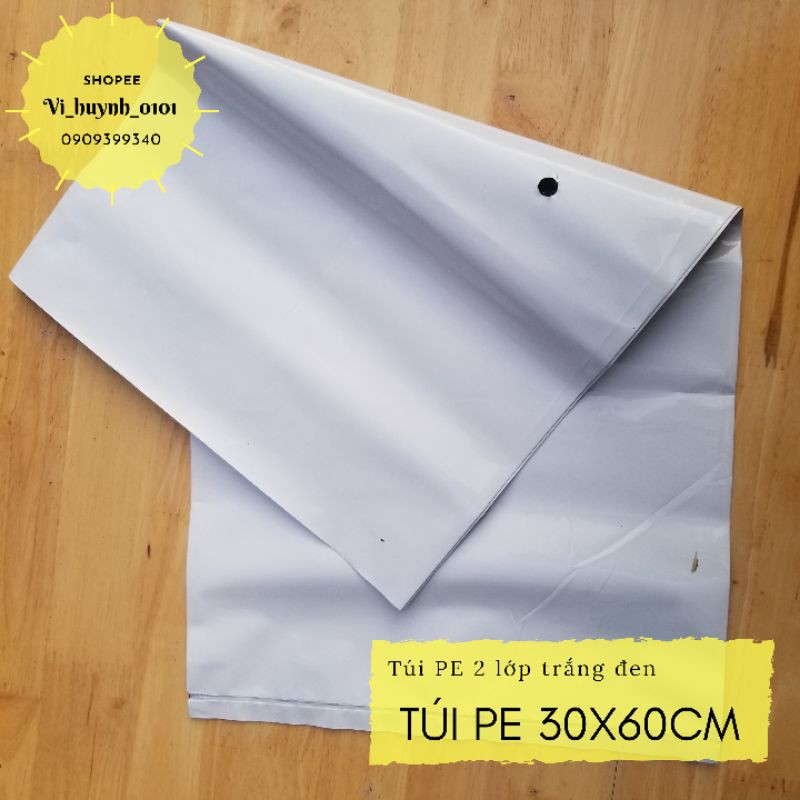 Túi PE 2 lớp trắng đen size to 30x60 cm chuyên trồng rau ăn quả như cà chua, dưa leo, bầu bí